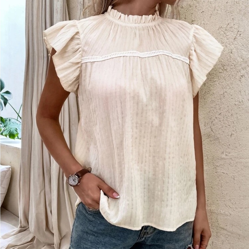 Mock Neck Lace Blouse